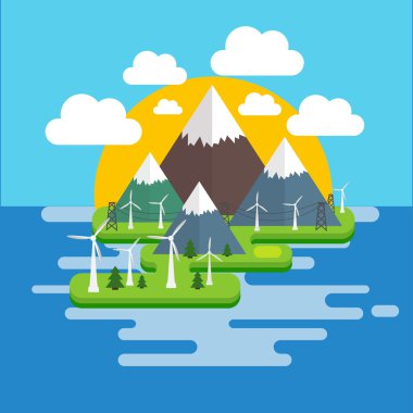 Düz ada illüstrasyon 