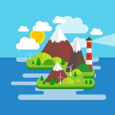 Düz ada illüstrasyon 