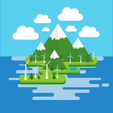 Düz ada illüstrasyon 