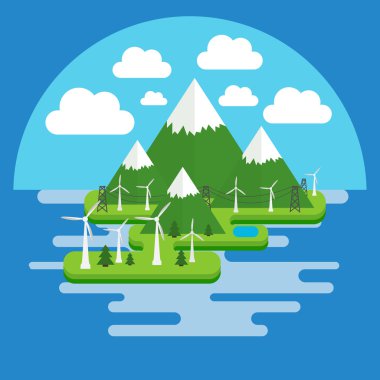 Düz ada illüstrasyon 