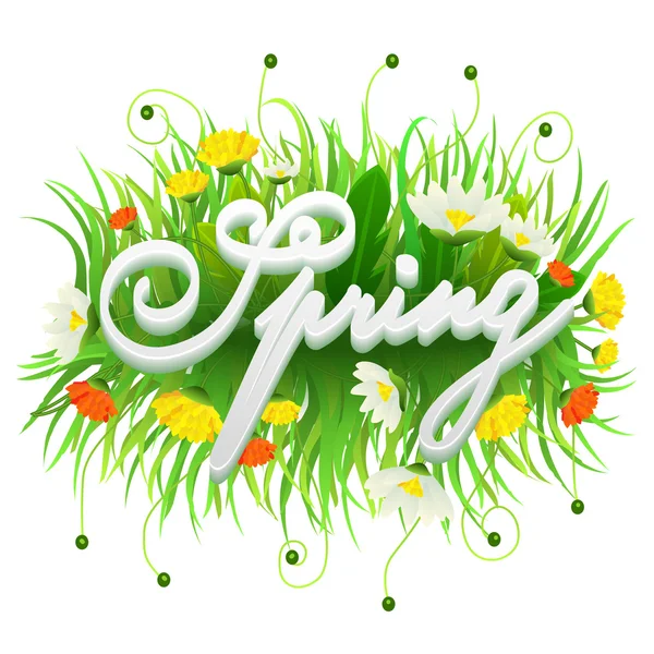 Patrón de primavera vectorial con flores y hojas — Vector de stock