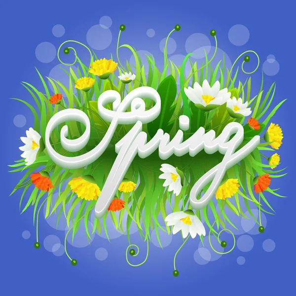 Векторная весна с цветами и листьями — стоковый вектор
