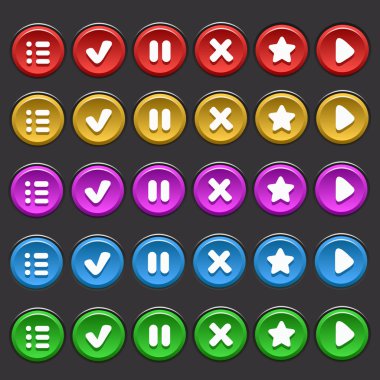 Düğmeleri farklı renkteki mobil oyunlar topluluğu evrensel vektör