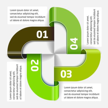vektör Infographic şablon dört kesimleri ve renkler