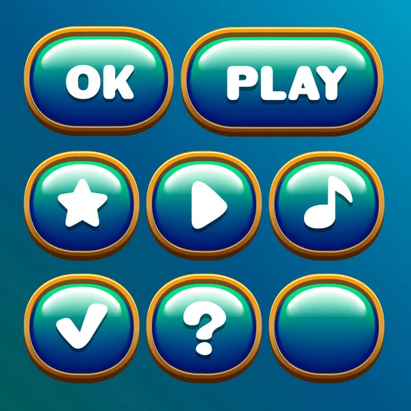 El conjunto de elementos para interfaces en el juego, botones — Vector de stock