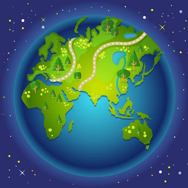 Ilustração do planeta Terra, dos oceanos e dos mares sob a forma de um globo — Vetor de Stock