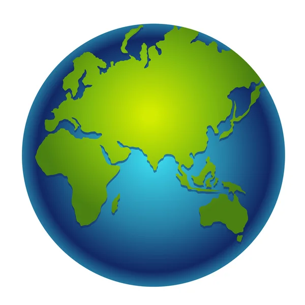 Ilustração do planeta Terra, dos oceanos e dos mares sob a forma de um globo — Vetor de Stock