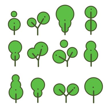 Set yuvarlak çevre dostu ağaçlar