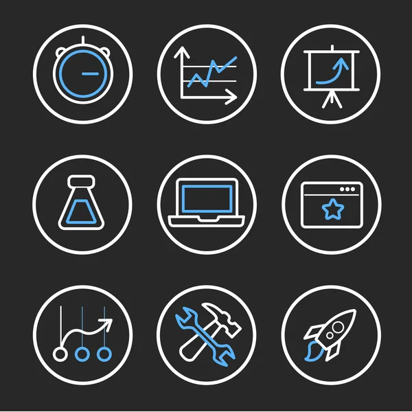 Ilustración sobre optimización de motores de búsqueda, tecnología informática y big data — Archivo Imágenes Vectoriales