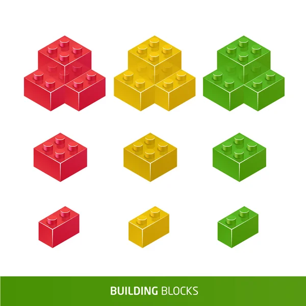 Isometric Plastic  Building Blocks and Tiles — Stock Vector