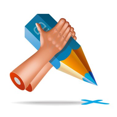 çok gerçekçi kalem el simgesi