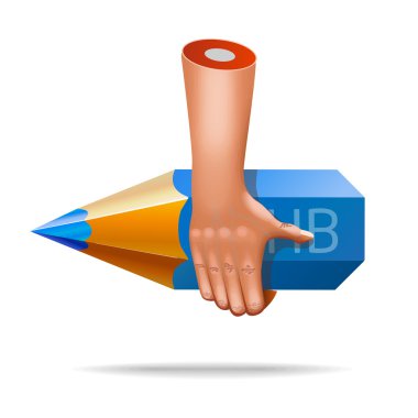 çok gerçekçi kalem el simgesi