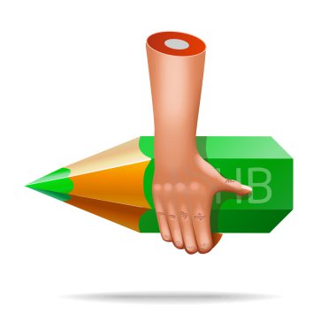 çok gerçekçi kalem el simgesi