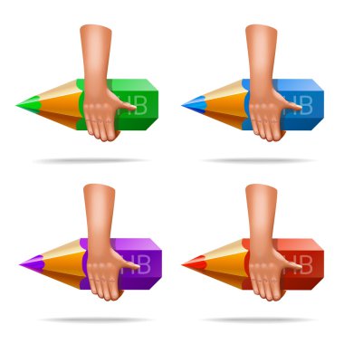 El ve kalem ile gerçekçi simgeler vektör ayarla