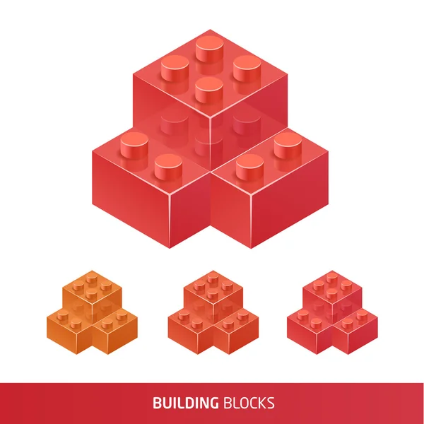 等距塑料建筑块和砖块 — 图库矢量图片