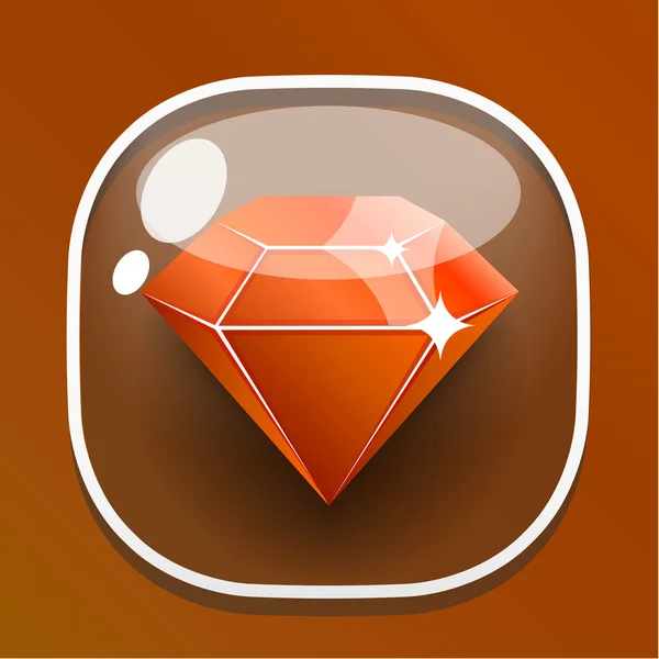 Diamante botón de vidrio para interfaz de juego — Vector de stock