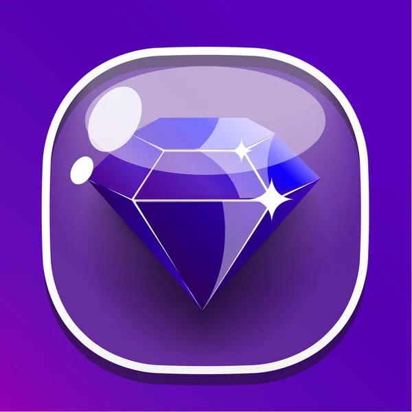 Diamante botón de vidrio para interfaz de juego — Vector de stock