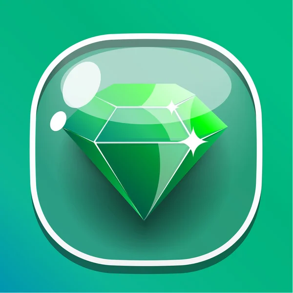 Diamante de botão de vidro para interface de jogo —  Vetores de Stock