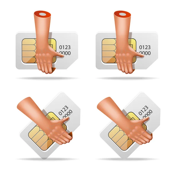 Vector collection of realistic icons with hand and SIM card — Stock Vector