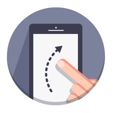 vektör düz yuvarlak simgeler bir parmak ve jestleri mobil bir cihazla