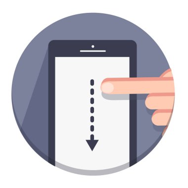 vektör düz yuvarlak simgeler bir parmak ve jestleri mobil bir cihazla