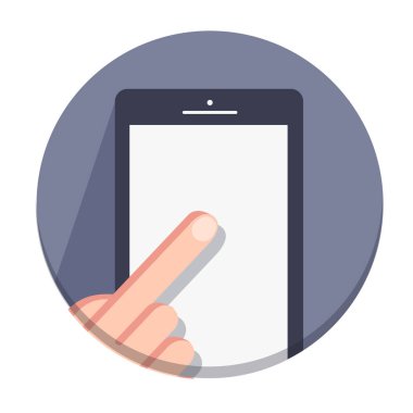 vektör düz yuvarlak simgeler bir parmak ve jestleri mobil bir cihazla