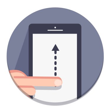 vektör düz yuvarlak simgeler bir parmak ve jestleri mobil bir cihazla