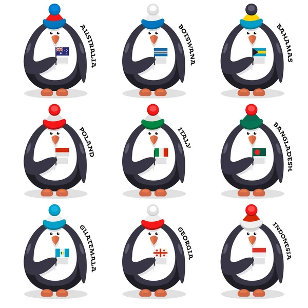 集合的球迷企鹅球迷爱国者的国家 — 图库矢量图片