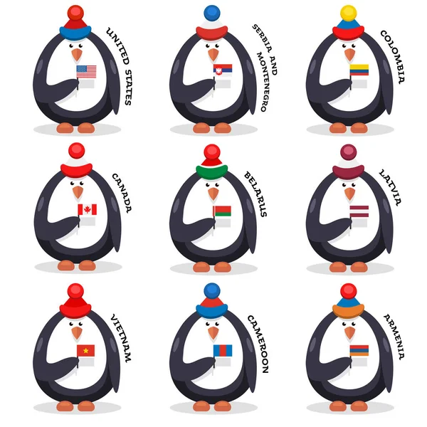 集合的球迷企鹅球迷爱国者的国家 — 图库矢量图片