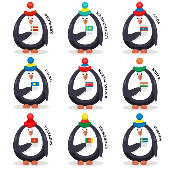 集合的球迷企鹅球迷爱国者的国家 — 图库矢量图片