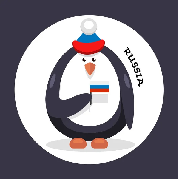 Pingouin cheerleader patriote du pays — Image vectorielle