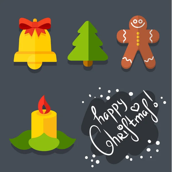 Ensemble d'icônes de Noël en style plat — Image vectorielle