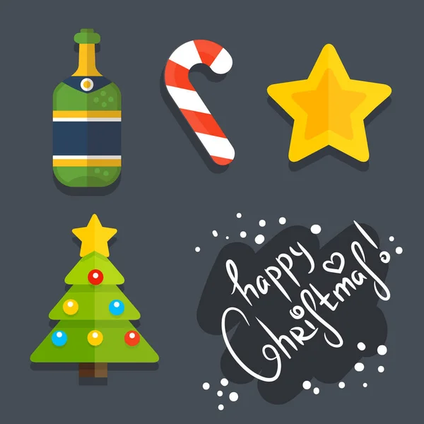 Set of Christmas icons in flat style — Stock Vector