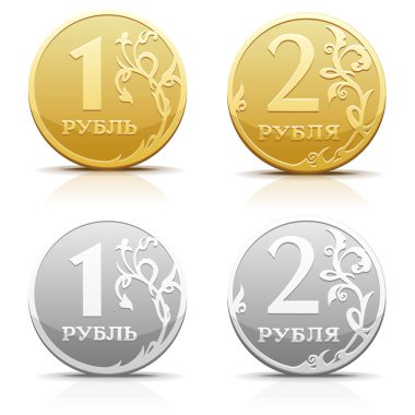 Vector metallic Russian coin ruble clipart