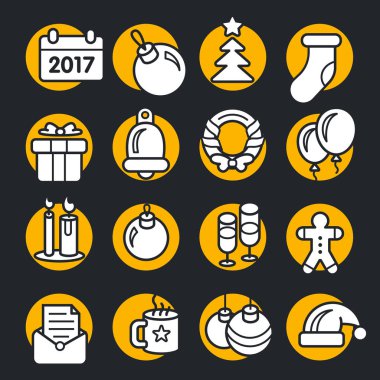 simgeler Noel koleksiyon daire yeni yıl ayarla