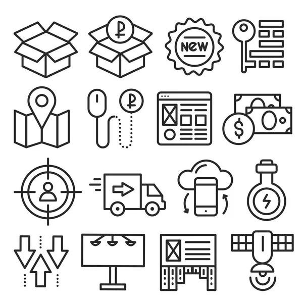 Línea iconos pack colección — Archivo Imágenes Vectoriales