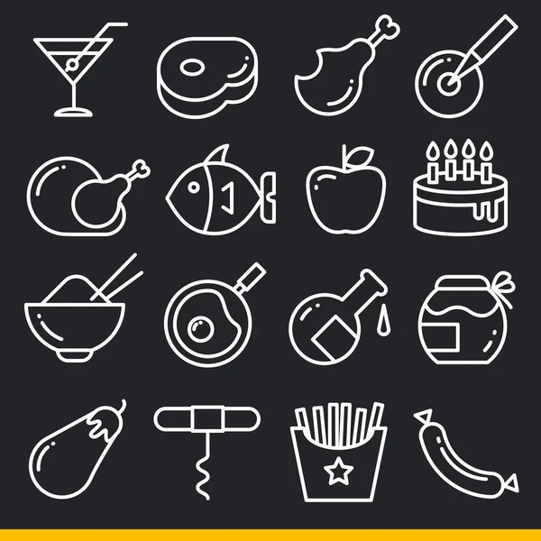 Conjunto de iconos de cocina de línea vectorial — Vector de stock