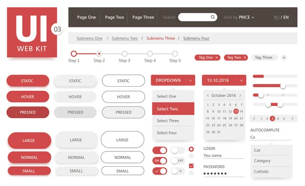 Kit de interfaz de usuario vectorial plantilla web — Archivo Imágenes Vectoriales