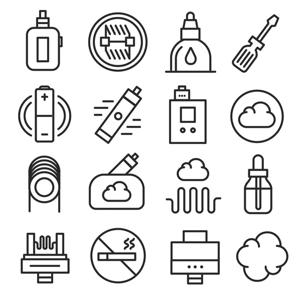 Los iconos de vapeo vectorial establecen una tendencia aislada — Vector de stock