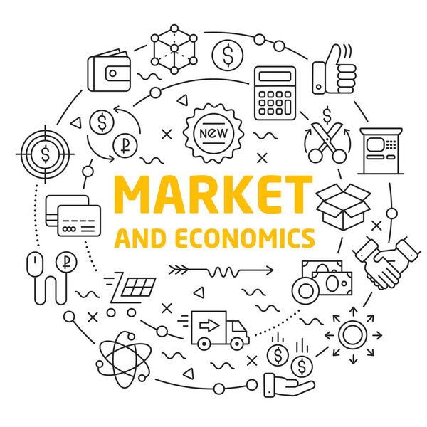 lines icons illustration circle market and economics