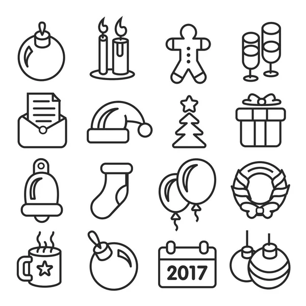 Vektorové ikony zabalit vánoční linky ikony — Stockový vektor