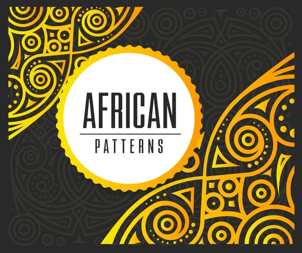 African Golden pattern on black background — Stock Vector