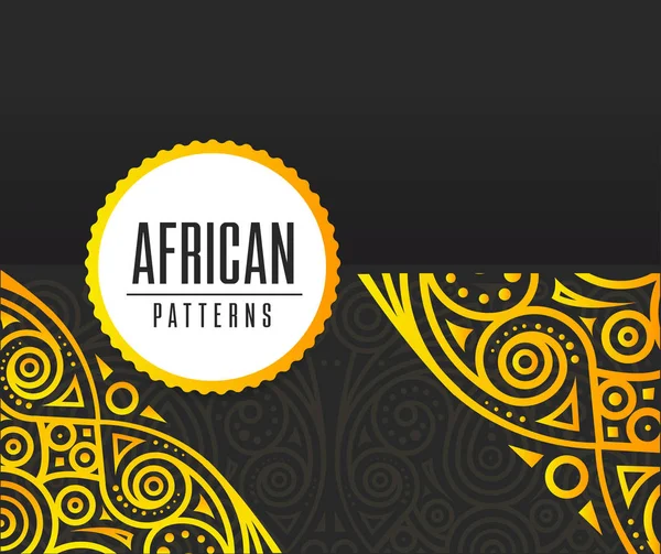 Padrão dourado africano no fundo preto — Vetor de Stock