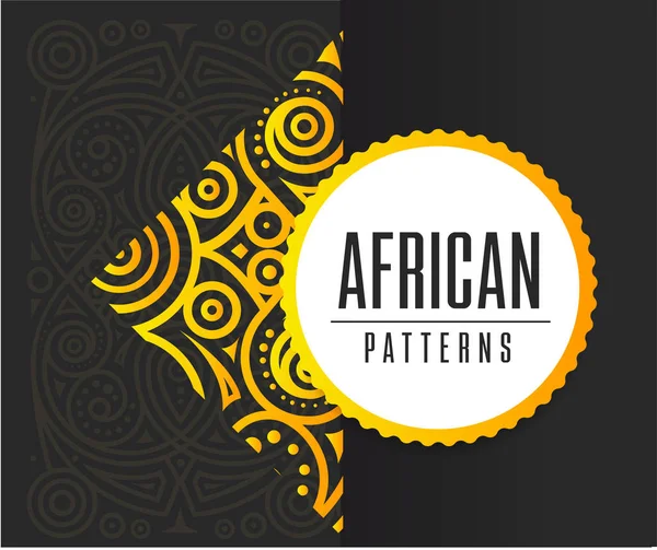 黒い背景にアフリカ黄金パターン — ストックベクタ