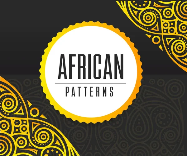 African Golden pattern on black background — Stock Vector