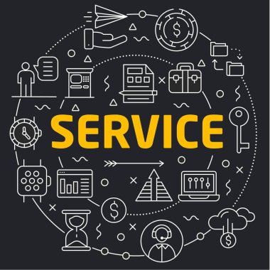 Vektör Lineer illüstrasyon koyu arka plan