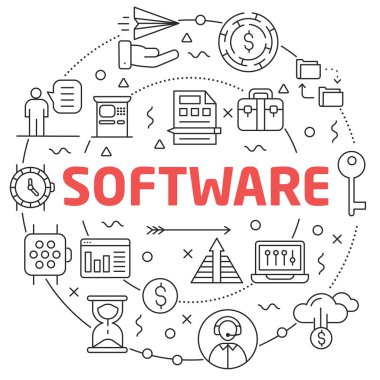 Sunular için doğrusal illüstrasyon yuvarlak yazılım