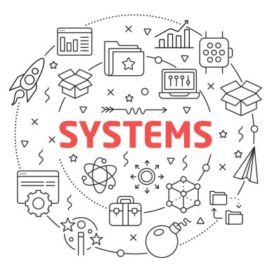 Sunular için doğrusal illüstrasyon yuvarlak sistemleri
