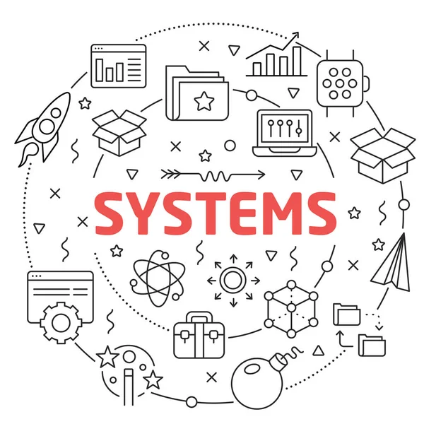 Ilustração linear para apresentações sistemas redondos —  Vetores de Stock