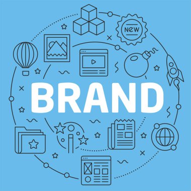 Mavi çizgi düz daire illüstrasyon marka